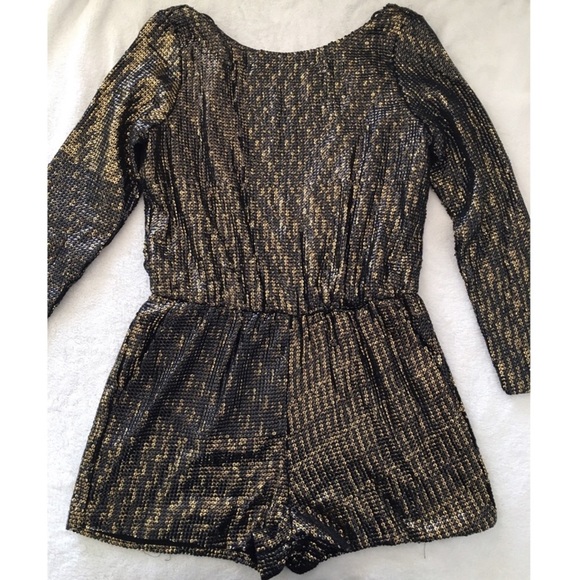 Zara black/gold short sequin jumpsuit - Picture 2 of 4